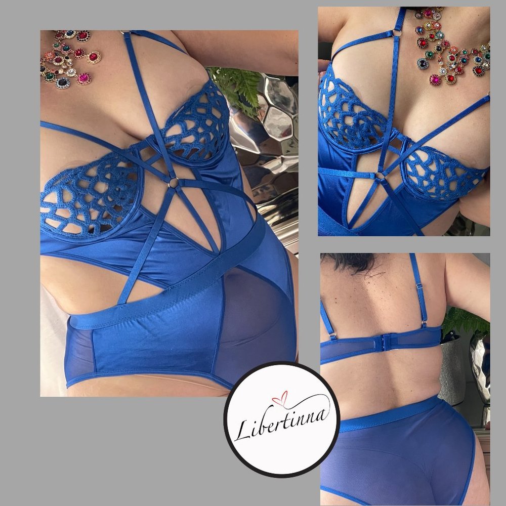 XS-S Royal Blue One Piece Hollow Out Negligee